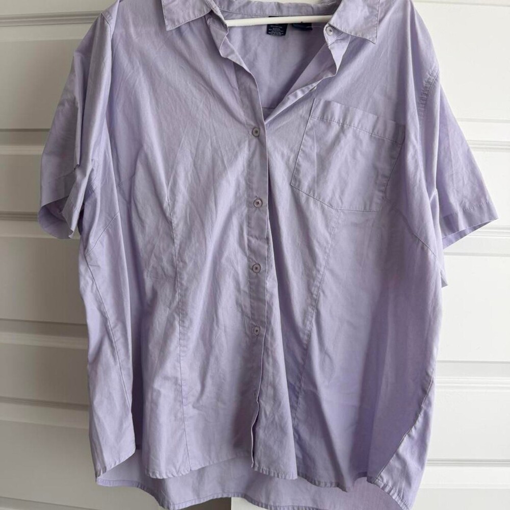 Basic Editions lavender cotton & polyester button-up shirt in a 3X #basic #butto